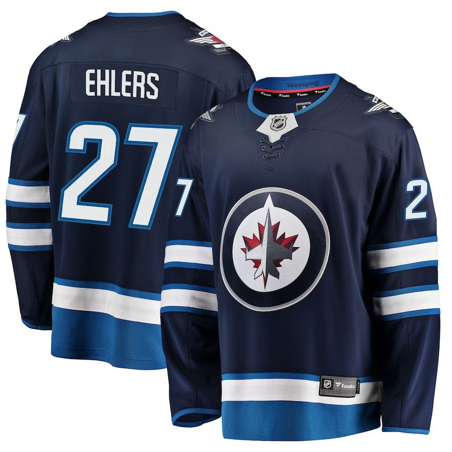Men Winnipeg Jets #27 Nikolaj Ehlers Fanatics Branded Navy Breakaway Replica NHL Jersey